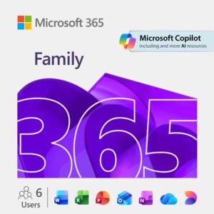 Microsoft 365 Family – 6 Users - up to 6 TB of cloud storage (1 TB per person)- 12-Month Subscription (Email delivery in 2 hours)