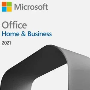 Retail box of Microsoft Office Home and Business 2021, includes Word, Excel, PowerPoint, Outlook, and OneNote – lifetime license for 1 PC or Mac.