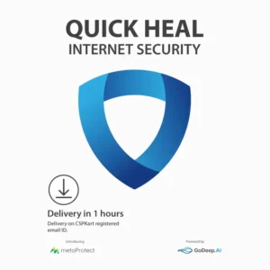 Quick Heal Internet Security product box with digital shield graphic symbolizing online protection