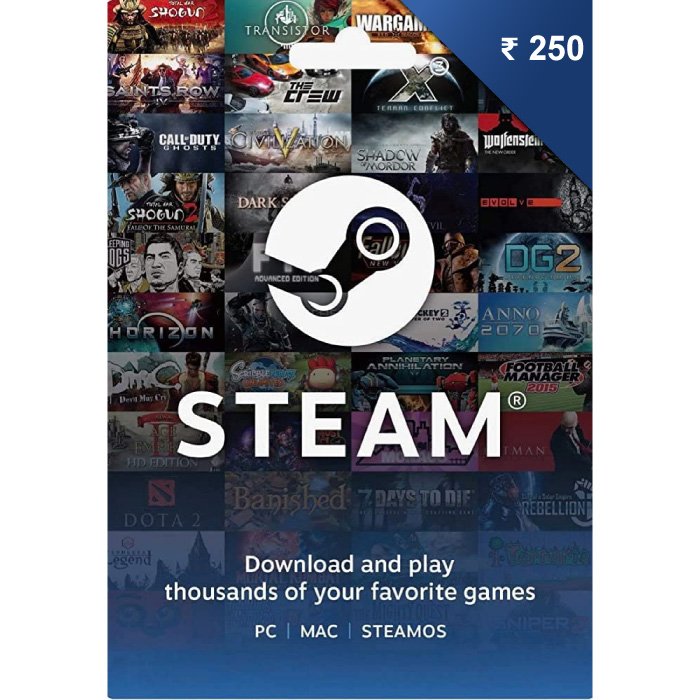 Steam Wallet INR 250 GT 1 Steam Wallet INR 250 GT
